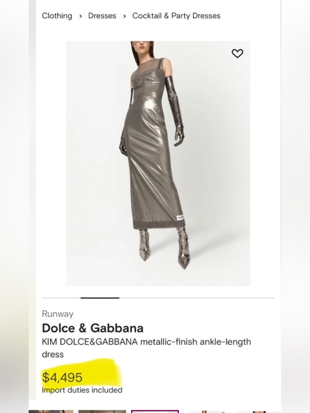 Dolce & Gabbana Metallic Silver-Gray Sheer Mesh Dress